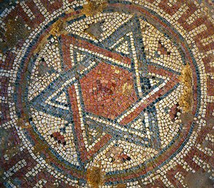 Detail from a Mosaic Floor Depicting the Star of David from a Byzantine Church in Shiloh, West Bank, 4th Century AD by Byzantine Byzantine