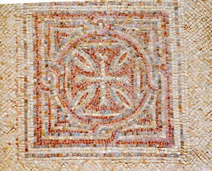 Detail of a Cross from the Mosaic Floor of the Byzantine Church in Shoham, Israel, c.5th Century AD