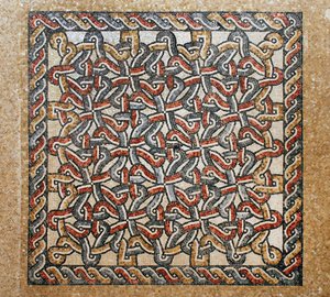 Mosaic Floor from the Bema Area in the Early Byzantine Church in Shiloh, West Bank, 380-420 AD by Byzantine Byzantine