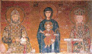 The Virgin with Child Between Emperor John II Comnenus and His Wife, Irene by Byzantine Master.