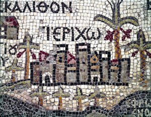 Byzantine art: oldest map of Palestine. Detail representing the city of Jericho