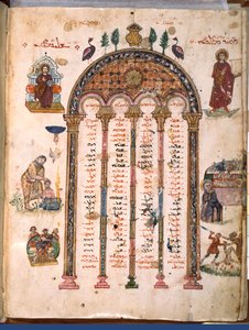 Canon tables, from the Rabula Gospels, 586 AD by Byzantine School