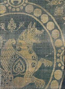 Fabric Depicting a Simurgh in a Beaded Surround, from Constantinople (detail) by Byzantine School