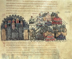 Byzantines Laying Siege to Messina, from the Madrid Skylitzes by Byzantine School