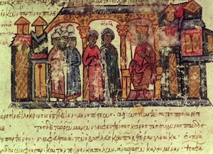 The Conversion of Olga (d.969) from the Madrid Skylitzes