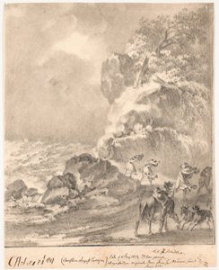 Rocky Coast with Figures in a Storm by C.A. Lorentzen