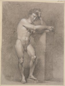 Standing Model Leaning on High Plinth by C.A. Lorentzen