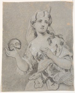 Young Lady in Turkish Costume with Half Mask in Hand by C.A. Lorentzen