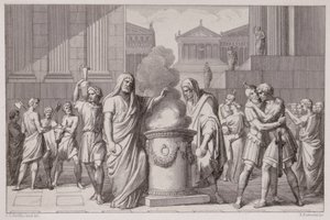 The Meeting of Camillus and Manlius After the Retreat of the Gauls, engraved by B.Barloccini, 1849