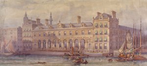 View of Billingsgate Market with Figures and Boats in the Foreground, London, 1877