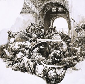 The medieval Moorish stronghold of Majorca under attack by C.L. Doughty