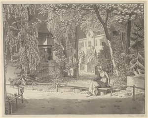 At the Graves of Descartes and Conde in Jardin Elysée des Petits Augustins, Paris