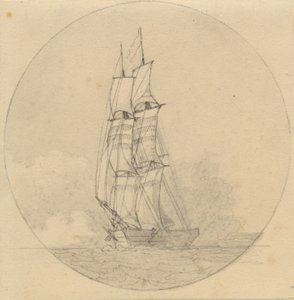 A Brig Under Sail Seen from the Front by Christoffer Wilhelm Eckersberg