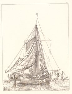 A Danish Yacht Drying Sails in Calm Weather by Christoffer Wilhelm Eckersberg
