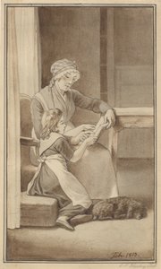 A Mother Teaching Her Little Girl to Read by Christoffer Wilhelm Eckersberg