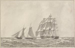 A schooner running down a pursuing frigate