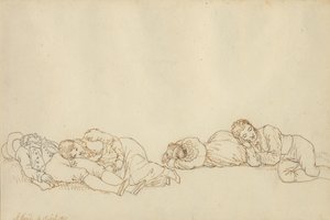 Four Sleeping Parisians by Christoffer Wilhelm Eckersberg