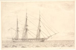 The Frigate Freia at Anchor by Christoffer Wilhelm Eckersberg