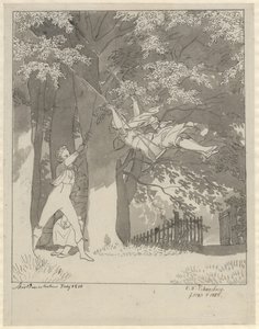 The Swing. From the Forest at Skjoldnæsholm by Christoffer Wilhelm Eckersberg