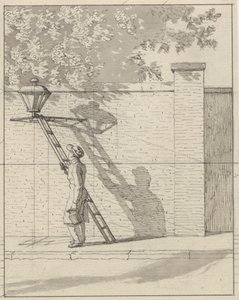 Linear Perspective as Applied in Painting - Plate VI. The Street Lamp on the Garden Wall, Daylight by Christoffer Wilhelm Eckersberg