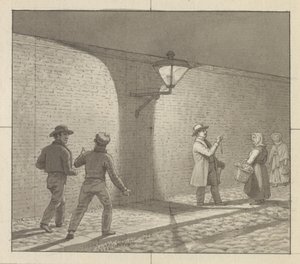 Linear Perspective Applied to Painting, Plate VIII, Fig. 1 - Nightly Journey Under the Street Lamp by Christoffer Wilhelm Eckersberg