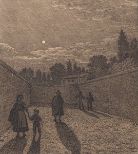 Moonlight Over a Road. Illustration for 