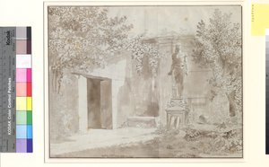 Part Possibly from the Garden of Palazzo Barberini with Roman Antinous Statue in Egyptian Style, Rome