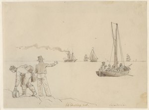 Passengers Disembarking to the Steamboat Caledonia by Christoffer Wilhelm Eckersberg
