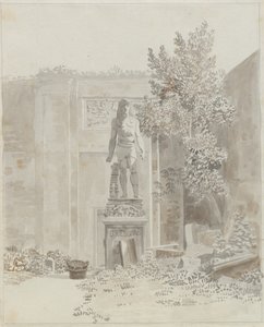 Roman Antique Statue in Egyptian Style, Probably in the Garden of Palazzo Barberini by Christoffer Wilhelm Eckersberg