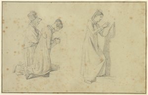 Study of a Standing and Two Kneeling Female Figures by Christoffer Wilhelm Eckersberg