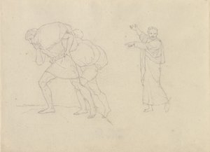 Study of Two Men, Laden with Burdens on the Way Up a Mountain by Christoffer Wilhelm Eckersberg