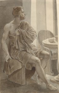 Telemachus Meets Odysseus Disguised as a Beggar at the Shepherd Eumaeus - Odysseus; Fragment of the Whole Composition by Christoffer Wilhelm Eckersberg