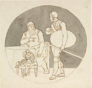 Two Warriors, One Standing, the Other Sitting by Christoffer Wilhelm Eckersberg