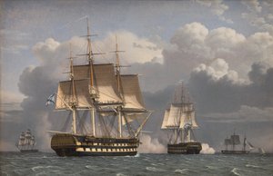 Two Russian Ships of the Line Saluting