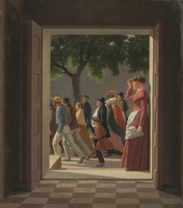View through a Door to Running Figures by Christoffer Wilhelm Eckersberg