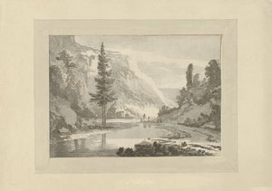 Mountain Landscape with Shepherds on a Riverbank by C. Brouwer