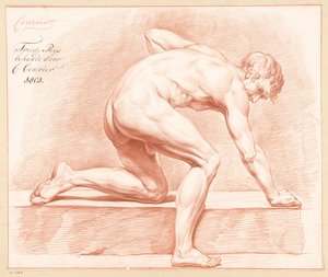 Kneeling Male Nude, Seen from the Side (2nd Prize 1801) by C. Courier