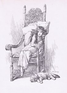 Propped up in the great arm chair, from The Child of the Air published by Duckworth by C. Wilhelm