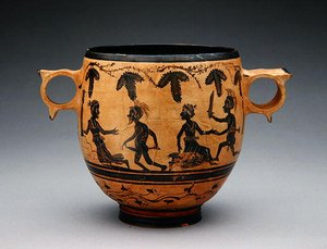 Skyphos with Parody Scenes, c.430-410 BC