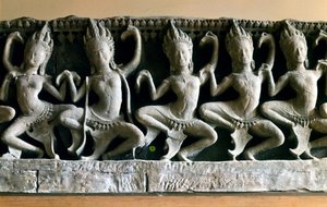 The apsaras, very young and beautiful creatures who danced in the courtyard of Indra by Cambodian