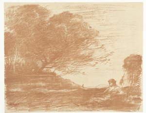 Sappho in Landscape by Camille Corot
