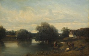 Cottage by the River with Washerwomen, 1835