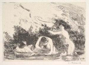 Bathers in the Shade of Wooded Banks by Camille Jacob Pissarro