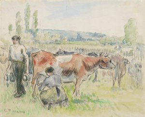 Compositional study of a milking scene at Eragny-sur-Epte