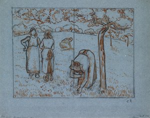 Compositional study of four female peasants working in an orchard 