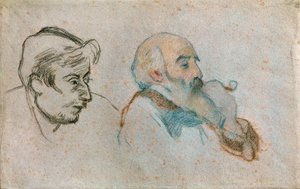 Double Portraits of Gauguin and Pissarro by Camille Pissarro