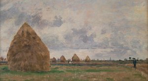 Landscape with Haystacks by Camille Pissarro