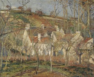 The Red Roofs, Village Corner, Winter Effect by Camille Pissarro