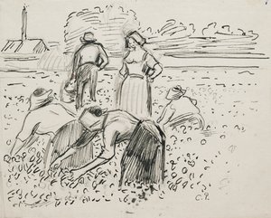 Study of Five Peasant Figures Working in a Field by Camille Pissarro