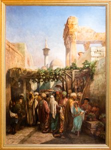 Strollers around the Bacchus Colonnade in Latakieh